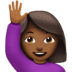 🙋🏾‍♀️ woman raising hand: medium-dark skin tone display on Apple